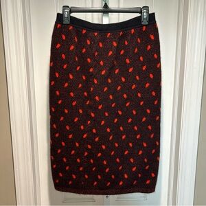 Vintage Benetton Obei Style Wool Skirt | Made in Austria | 80s Red Leaf Print